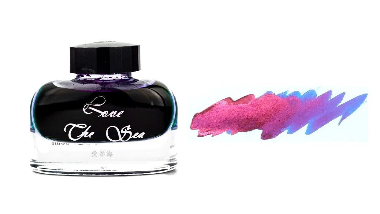 Ostrich Sheening Fountain Pen Ink Bottle, 30ml, Love The Sea, Glass Bottle