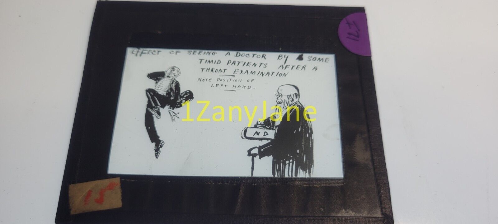 I71 HISTORIC Glass Magic Lantern Slide EFFECT OF SEEING A DOCTOR BY SOME TIMID