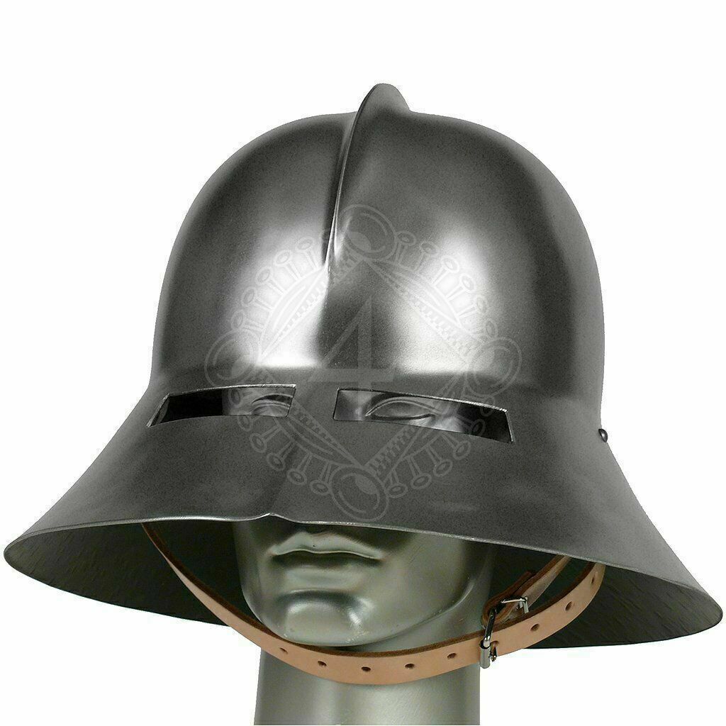 Antique 18ga Steel Medieval Knight Kettle hat Helmet with eye slots,15th cen.