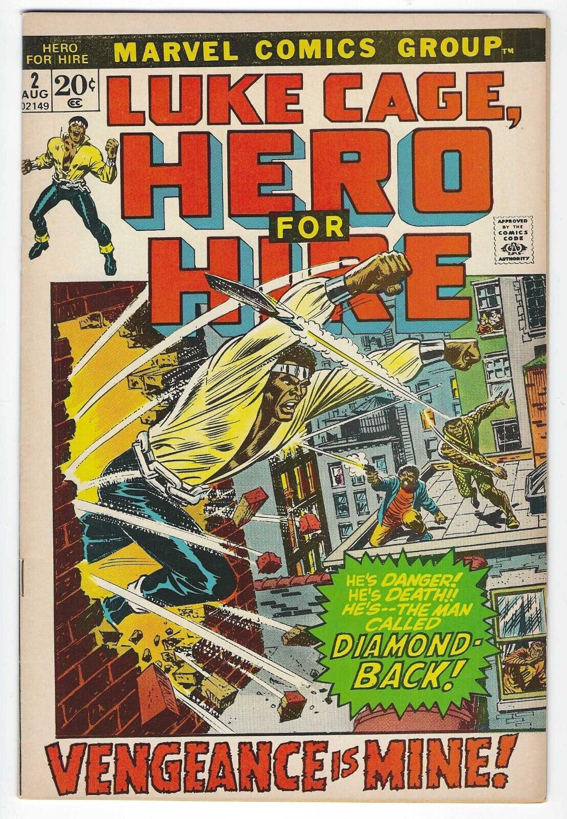 Luke Cage, Hero For Hire #2 KEY Marvel Comic Bronze Age  FINE