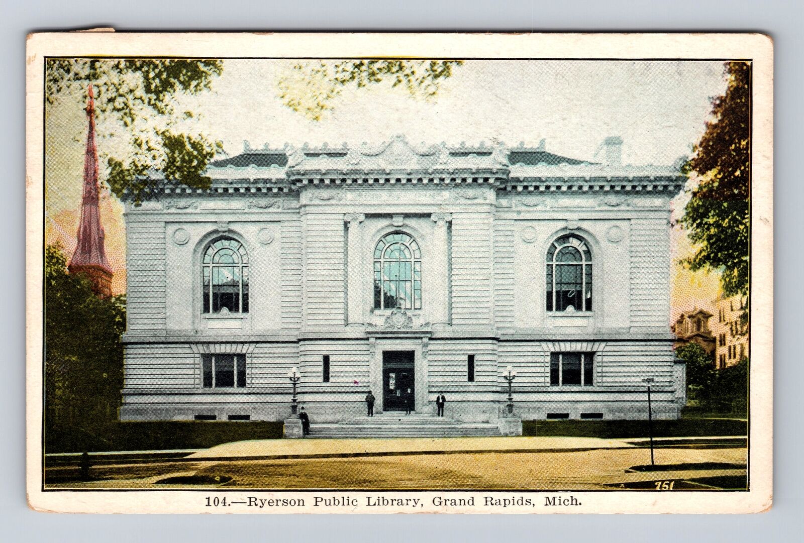 Grand Rapids MI-Michigan, Ryerson Public Library, Antique Vintage c1908 Postcard