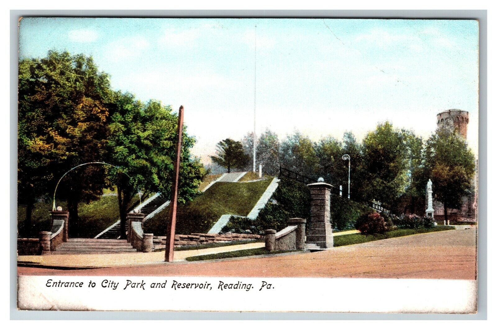 Entrance to City Park and Reservoir Reading PA c1905 Vintage Postcard