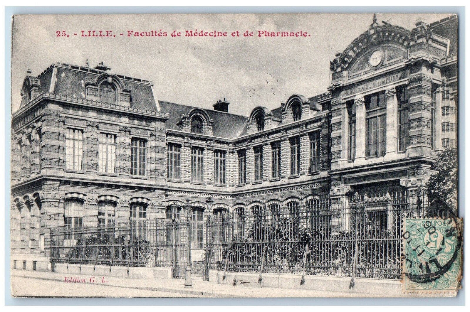 Lille Nord France Postcard Faculty of Medicine and Pharmacy 1906 Posted