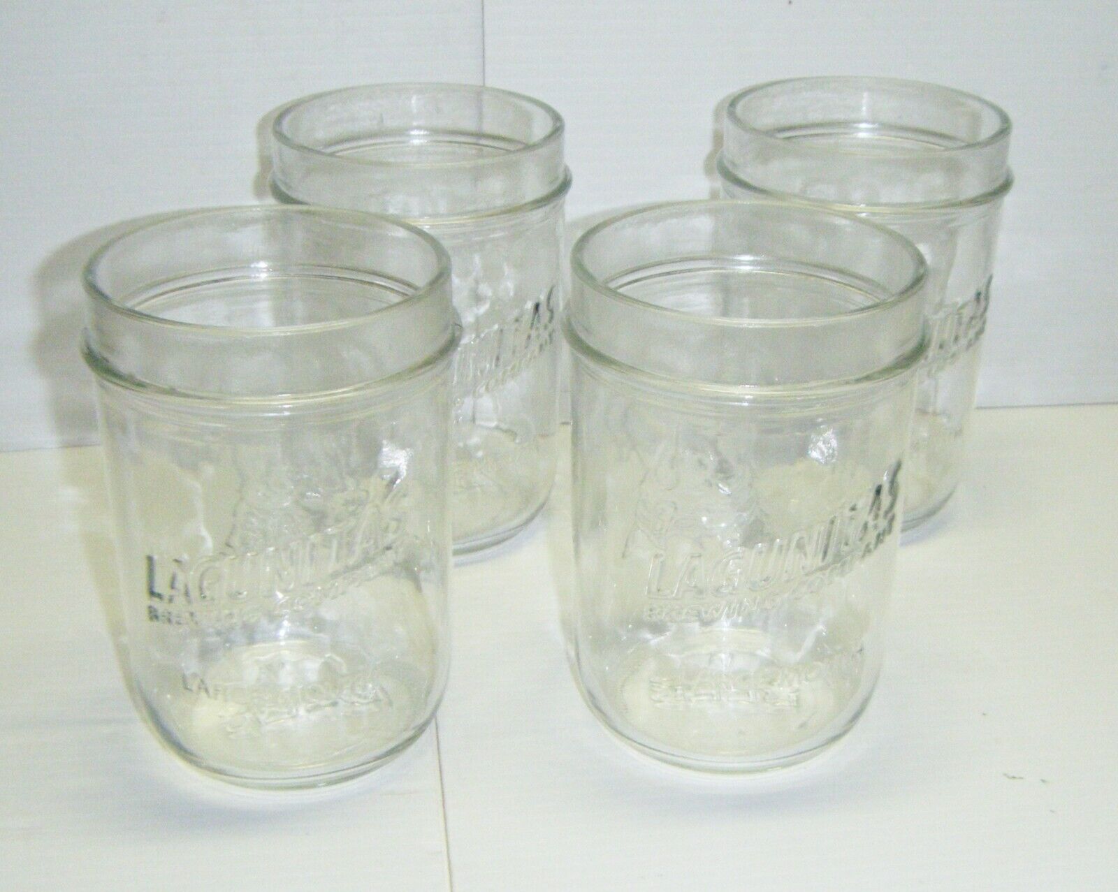 4 New Old Stock 20 oz. Lagunitas Wide Mouth Embossed Beer Glasses