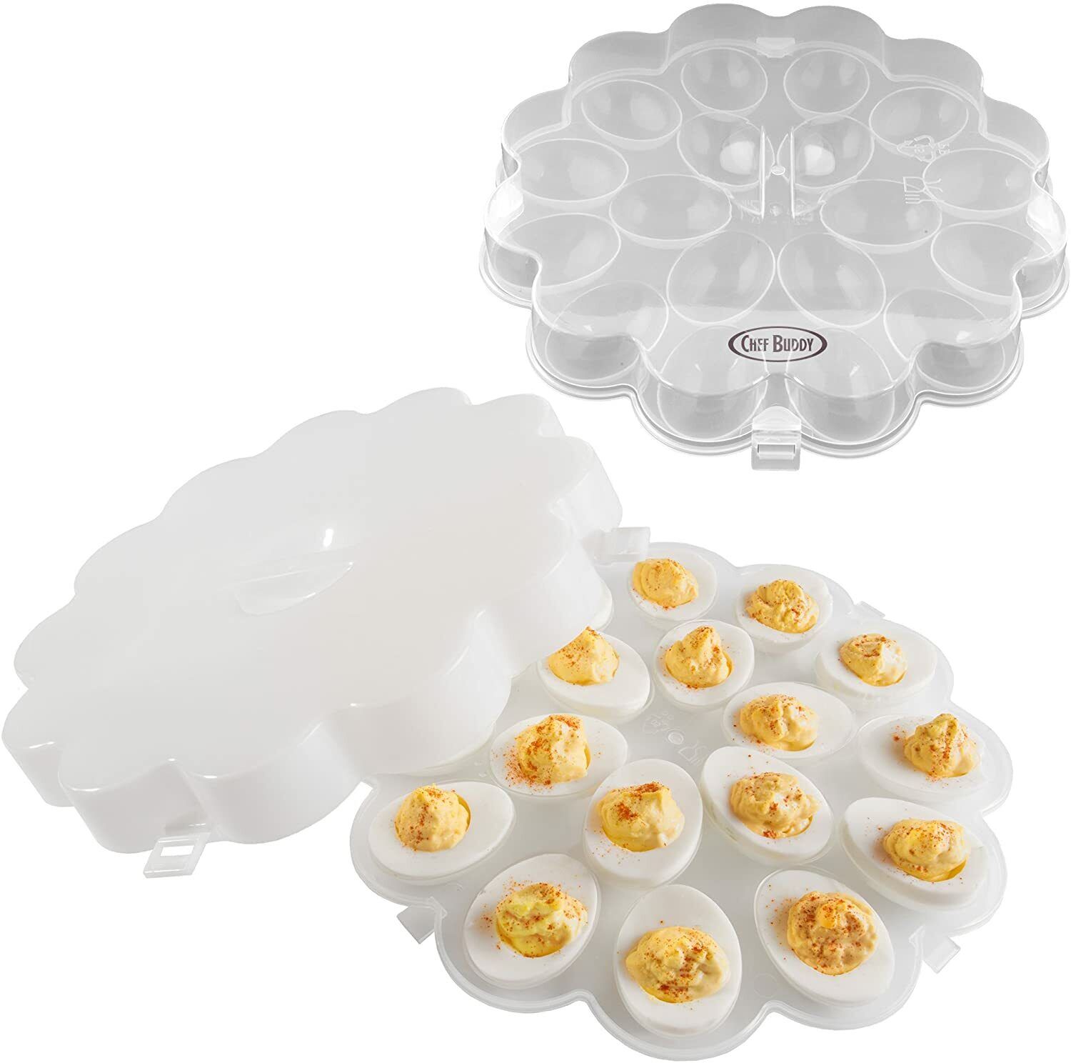 Deviled Egg Tray Snap On Lid  Protects Safe Lid Carrier Plates Clear