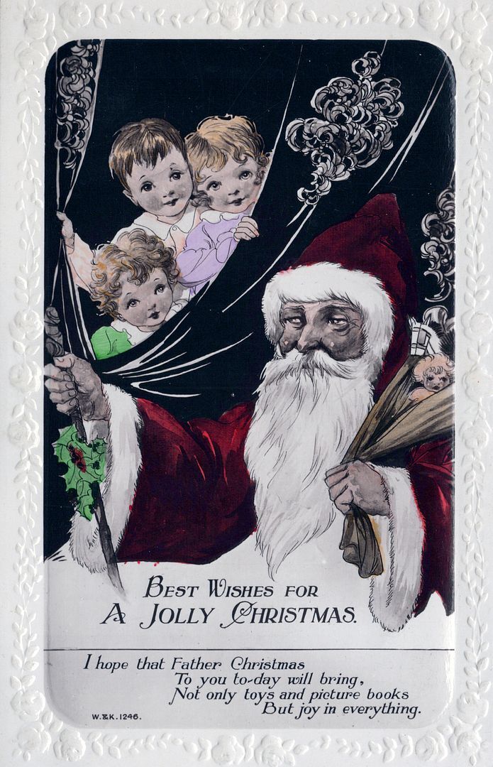 CHRISTMAS - Three Children Are Watching Santa Jolly Christmas Postcard