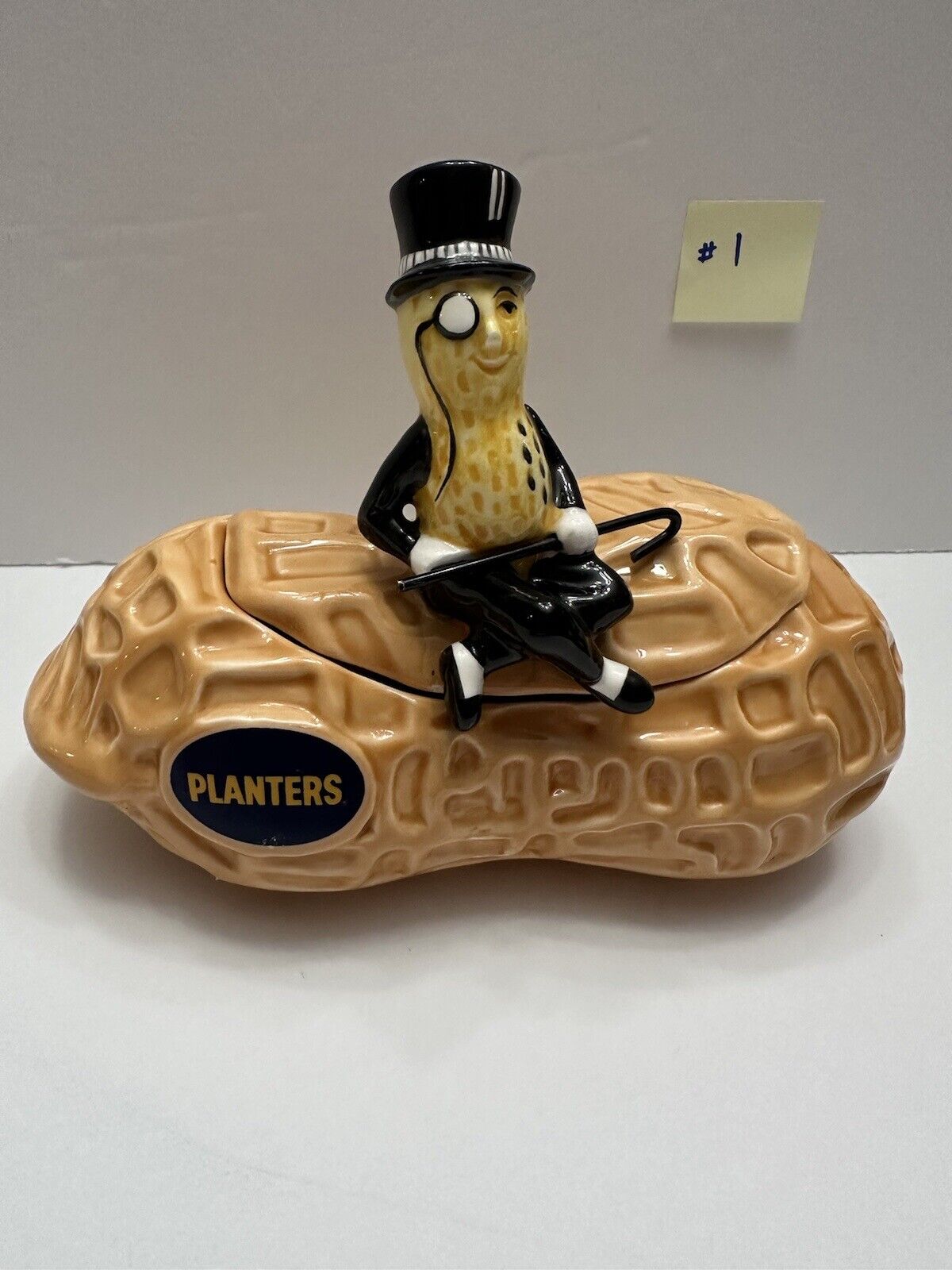 Planters Lifesavers Mr Peanut Candy Nuts Bowl with Lid Ceramic Vintage 1992 Rare