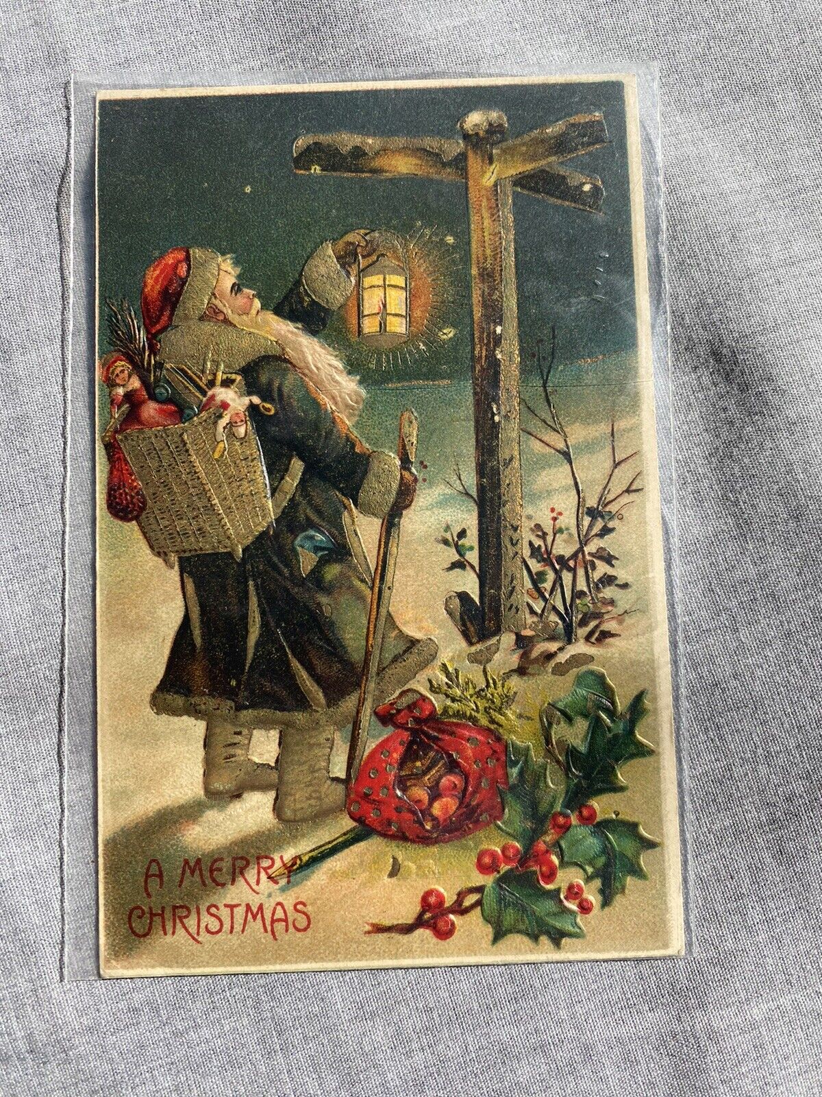 RARE 1907 Reading, P.A.  Santa Postcard With Original Writing   Posted Dec 24
