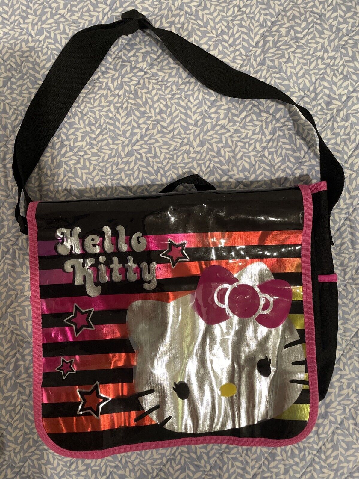 Hello Kitty Satchel Tote Bag Purse Computer Travel Pink Black Pockets