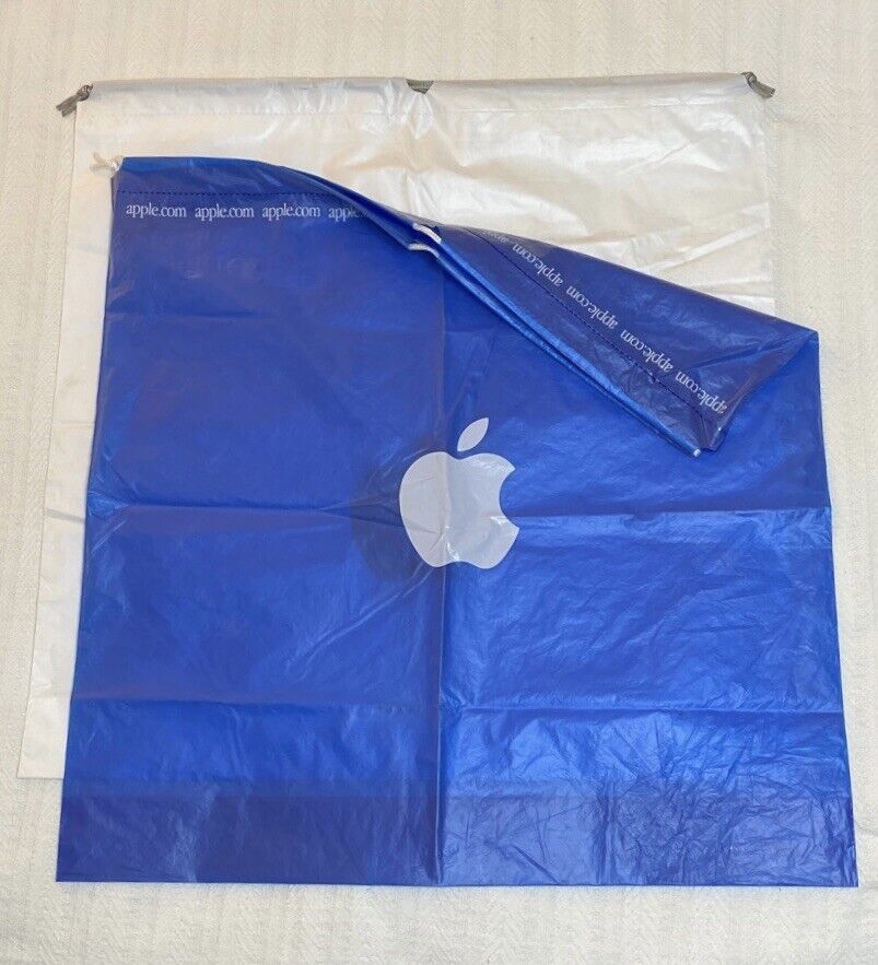 Lot of 2 ~Apple Store 24”x24’ Drawstring Bags (1) Rare Blue Bag ~Good Condition