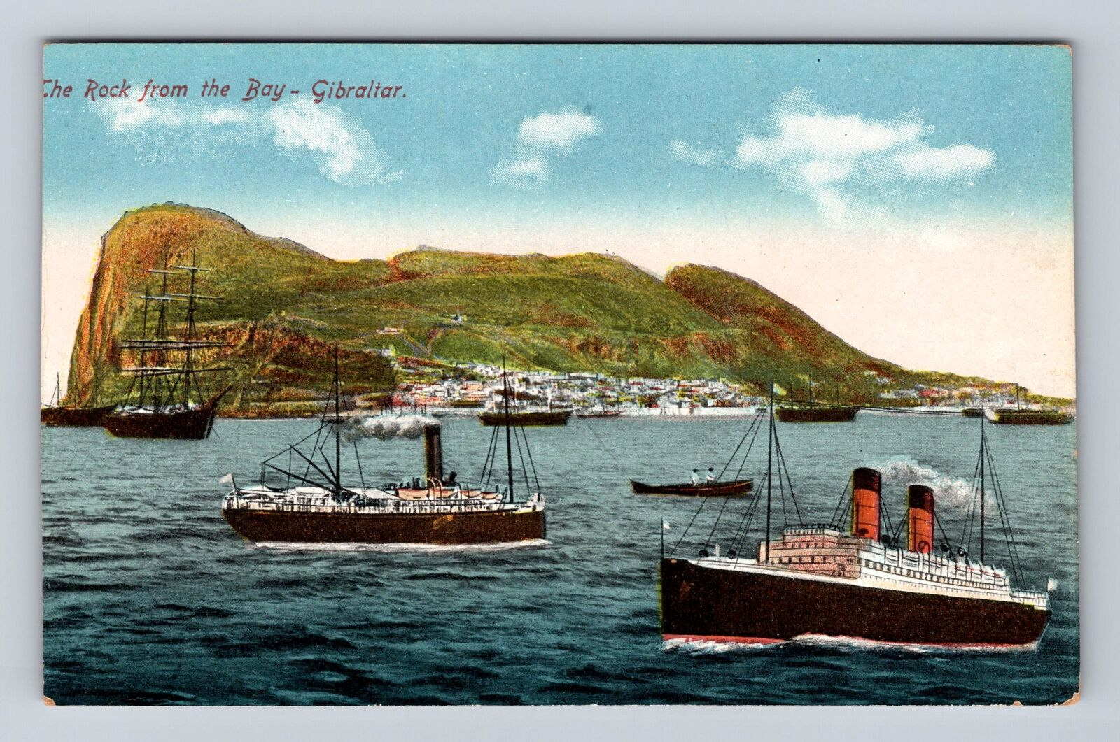 Gibraltar- The Rock From The Bay, Antique, Vintage Souvenir Postcard