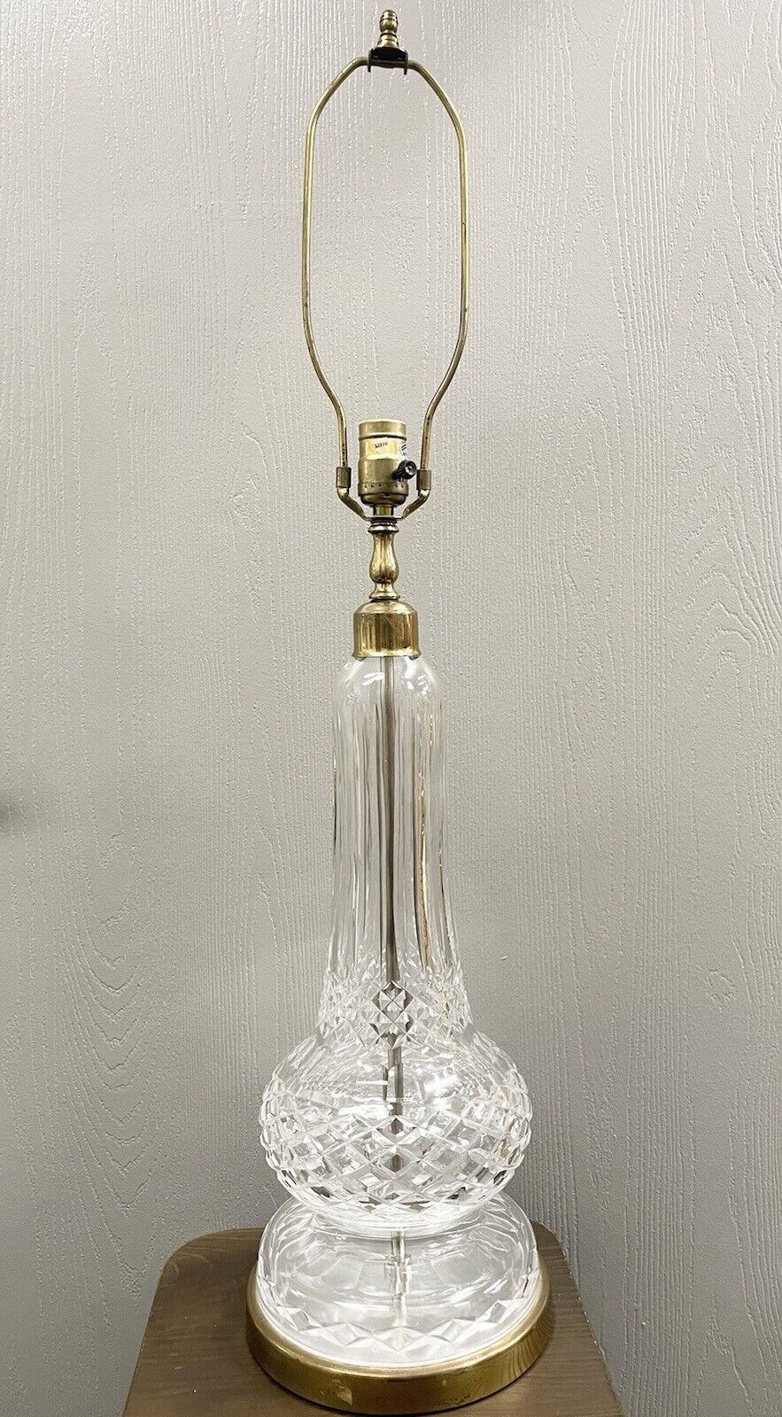 Vintage WATERFORD CRYSTAL Large Scale 34” Table Lamp w/ Brass Accents Signed