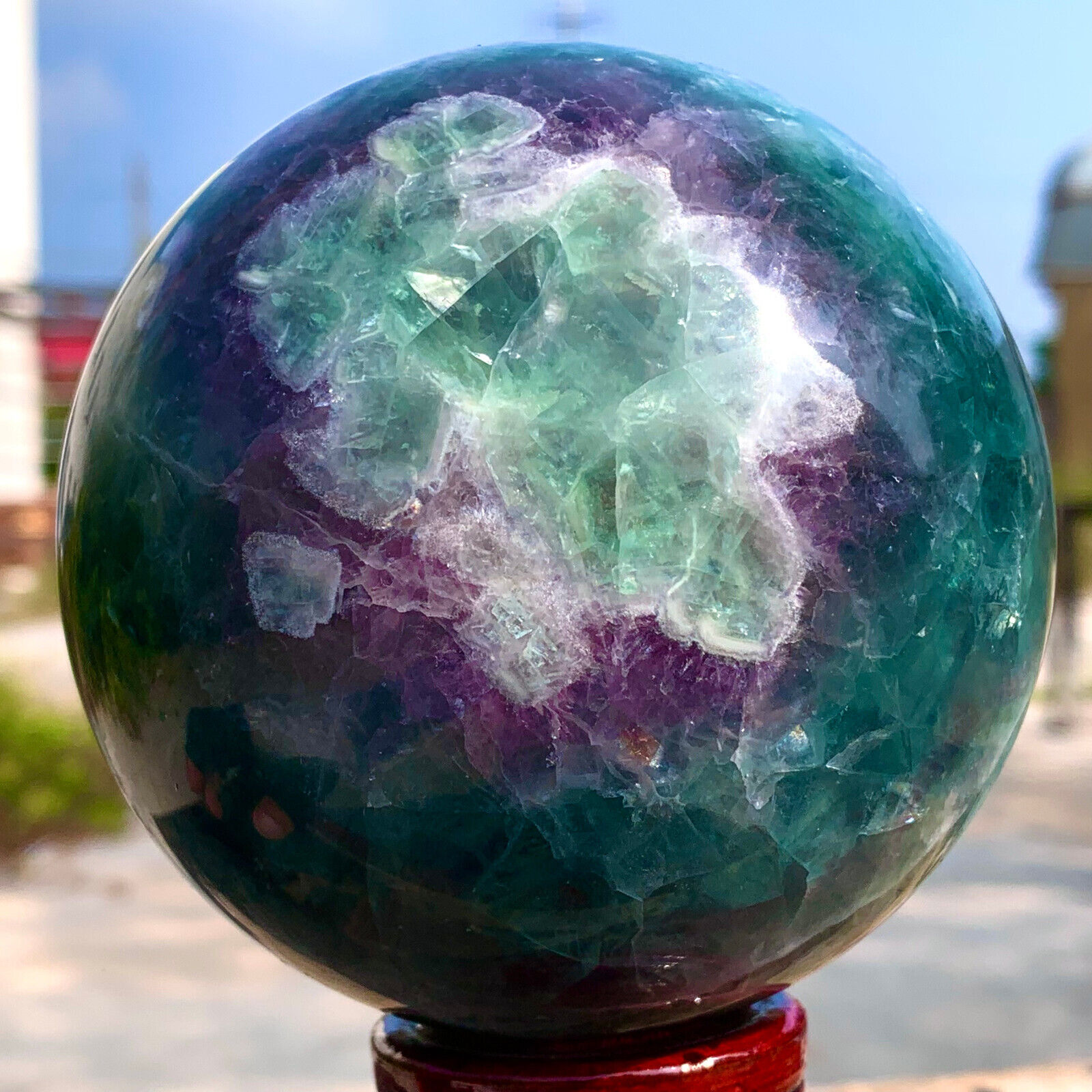 3.64LB Natural Rainbow Fluorite sphere Crystal stone specimens