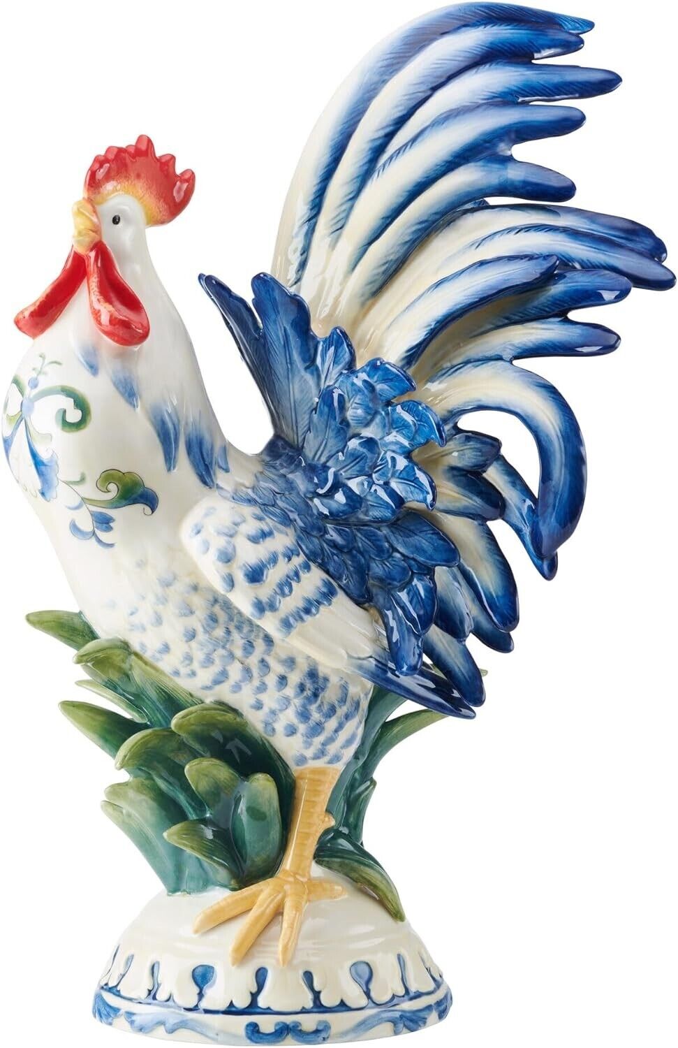 Fitz and Floyd Ceramic Rooster Figurine Sicily Blue 20-Inch New In Box 5309374