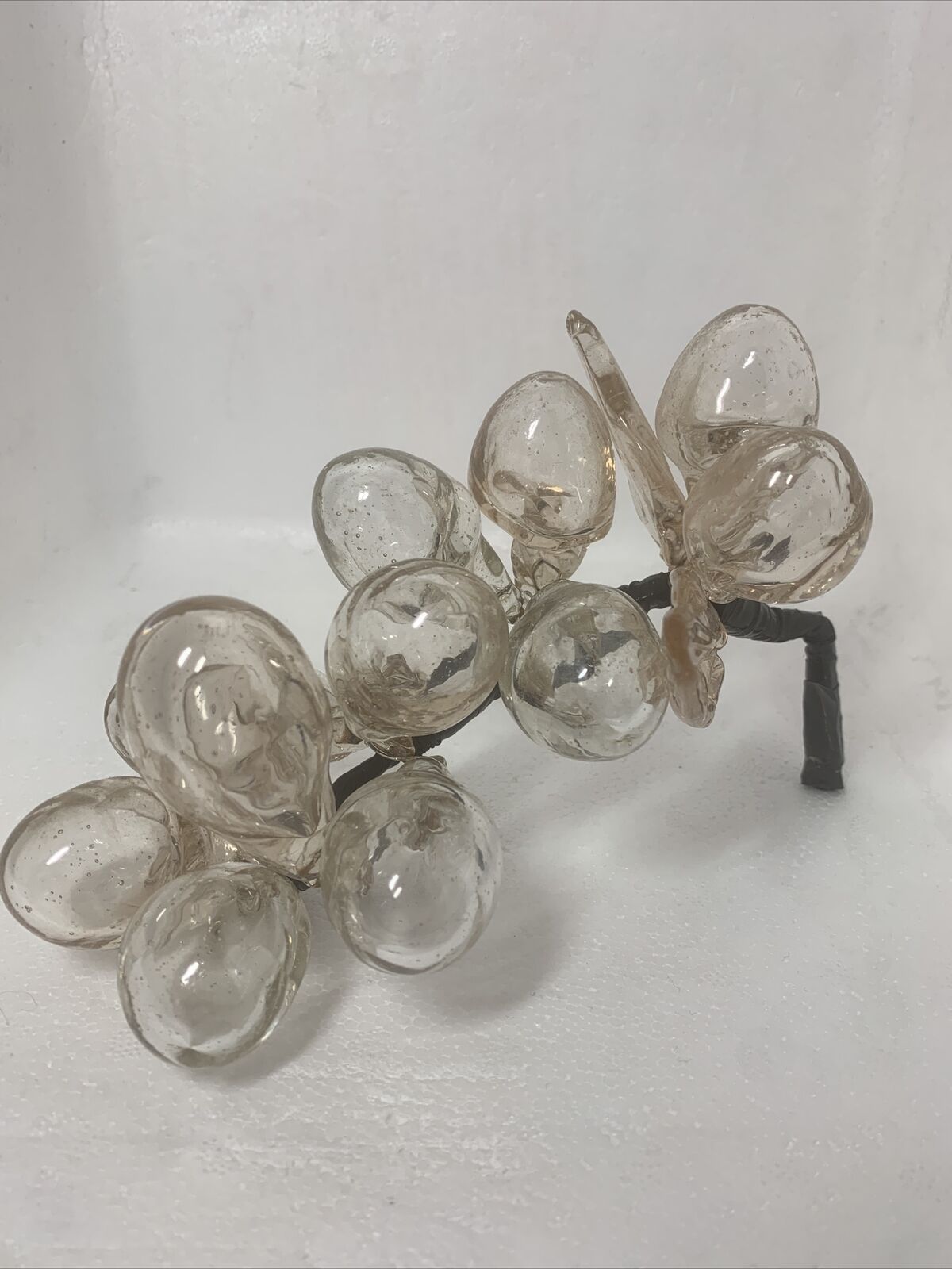Vtg Mid Century 60s Glass Grapes Clusters  Glass Leaves Italian Hand blown