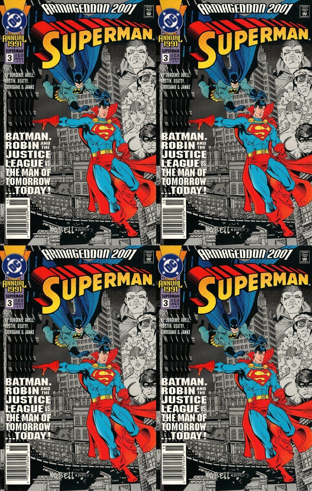 Superman Annual #3 Newsstand Covers (1987-2006) DC Comics - 4 Comics