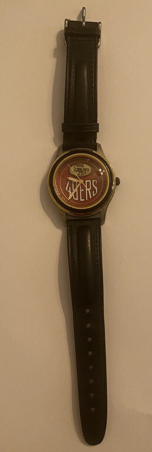 Authentic VTG 90s Leather Men's SAN FRANCISCO 49ers NFL collectible Watch Rare