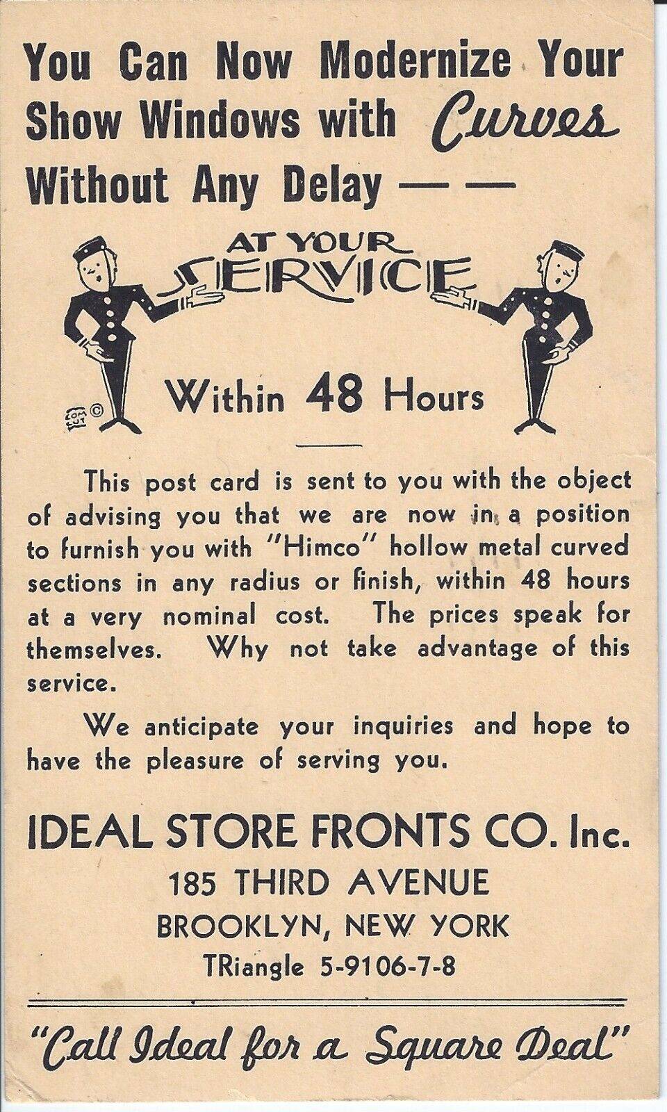 Himco Curves by Ideal Store Fronts Brooklyn NY Vintage 1938 Advertising Postcard