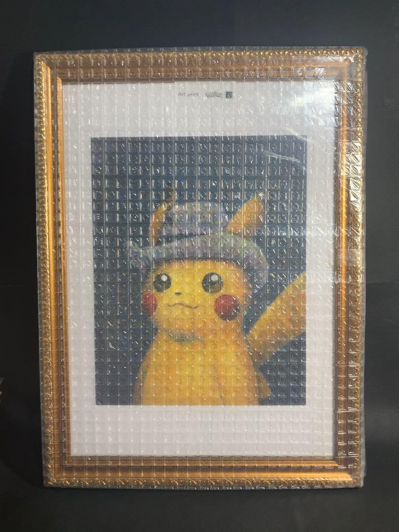 NEW Pokmon × Van Gogh Museum Limited Pikachu Print 30 × 40cm gold frame