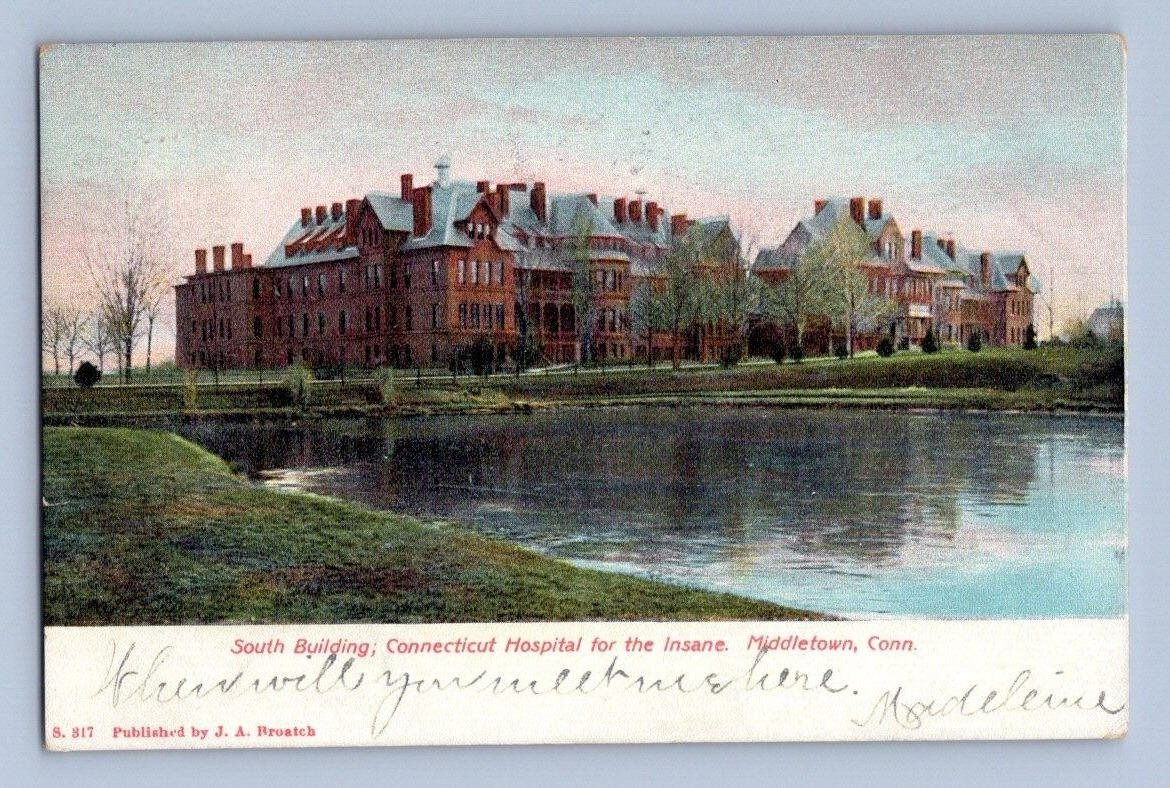 1906. MIDDLETOWN, CONN. SOUTH BLDG. HOSPITAL FOR INSANE. POSTCARD. SC34