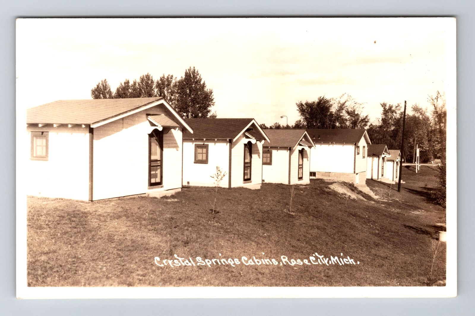 Rose City MI-Michigan RPPC Crystal Springs Cabins Real Photo 1950 Old Postcard