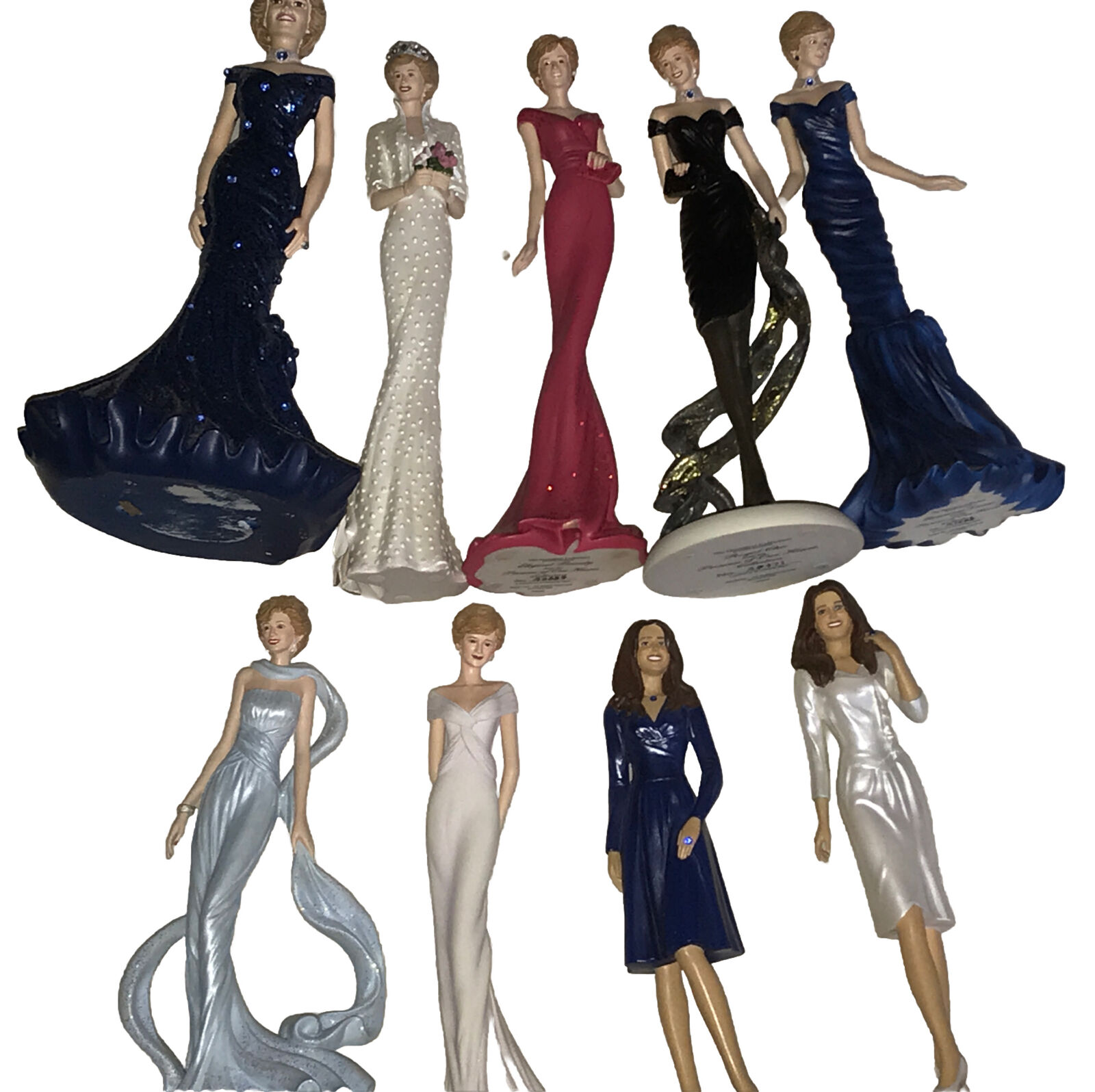 Lot of 9 Princess Diana/ Kate  PRINCESS Collection W/Figurines by Hamilton