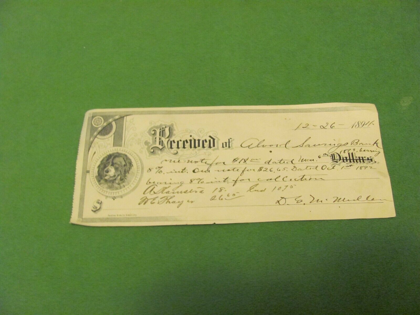 Perkins Bros. Co. Sioux City Iowa Vintage Receipt 1894.