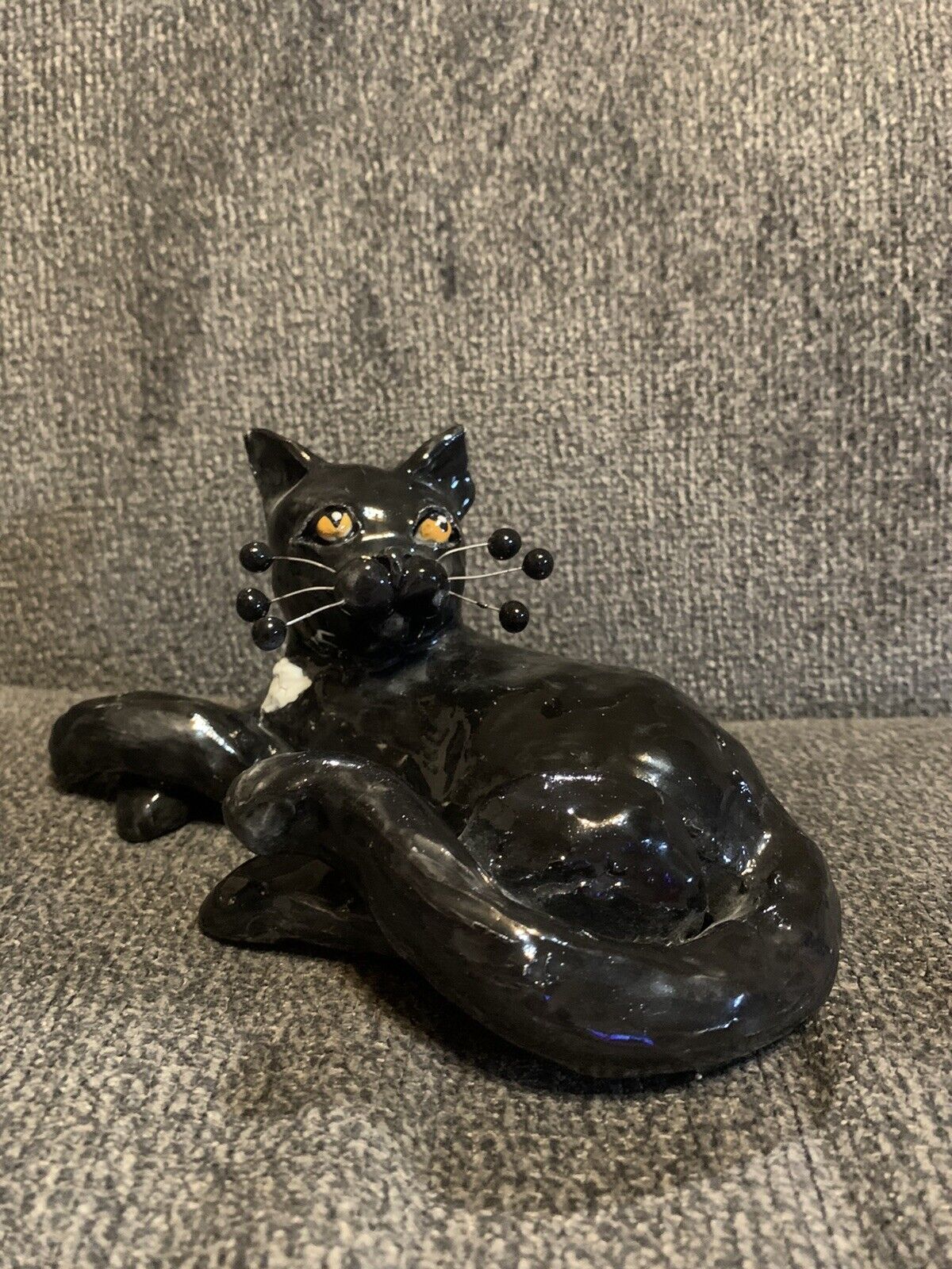 Amy Lacombe WhimsiClay Black Cat Signed Ceramic Porcelain Figurine 2020