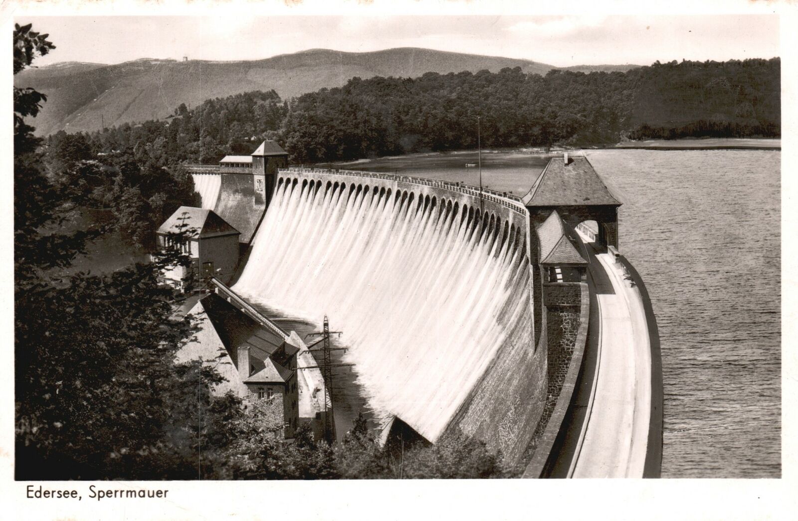 Vintage Postcard  Edersee Sperrmauer Reservoir Waldeck-Frankenberg Germany RPPC