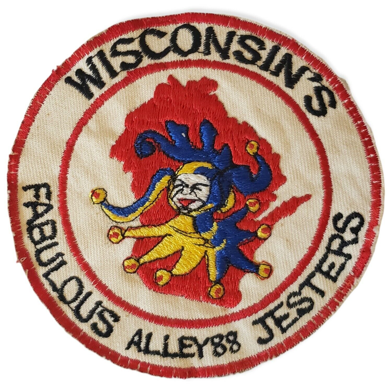 Vintage WISCONSIN'S FABULOUS JESTERS #88 Clowns of America sew on patch Rare 
