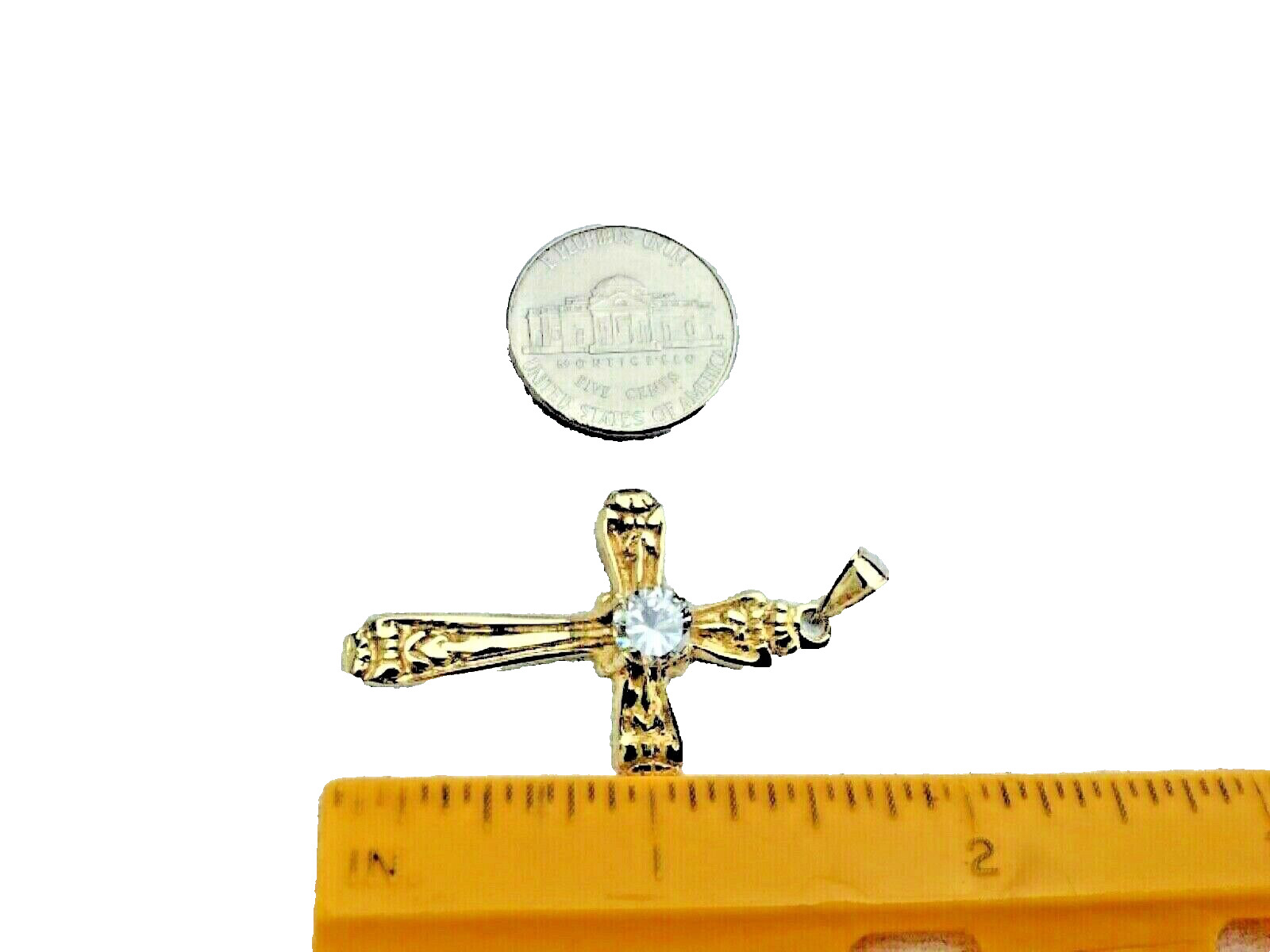 10K Yellow Gold Cross Holds 1 Carat Cz Stone Good For Remount