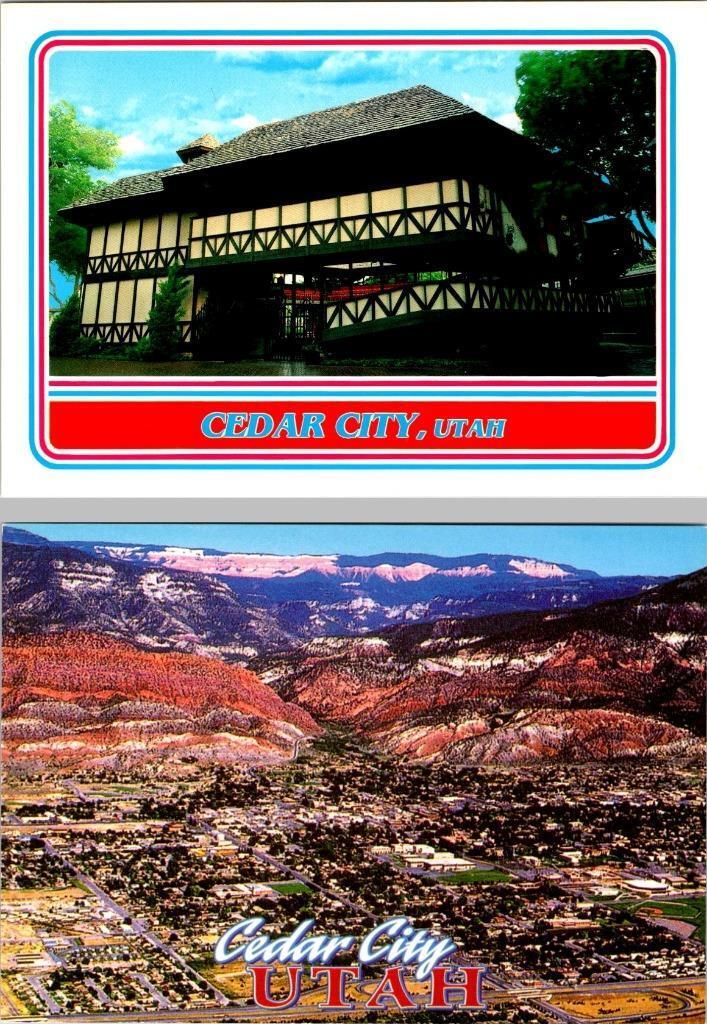 2~4X6 Postcards  Cedar City, UT Utah  ADAMS SHAKESPEAREAN THEATRE & AERIAL VIEW