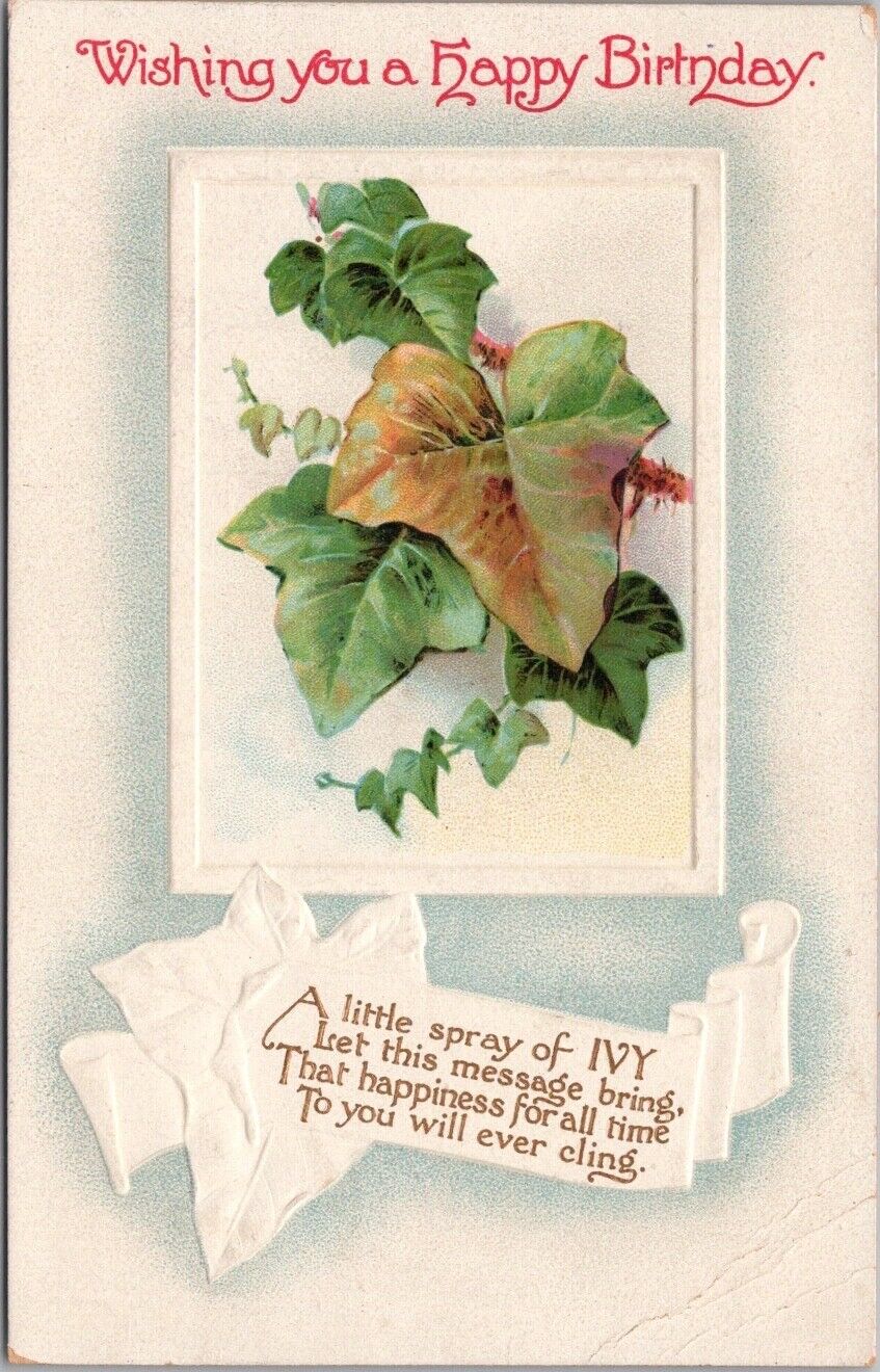 1914 HAPPY BIRTHDAY Embossed Postcard \