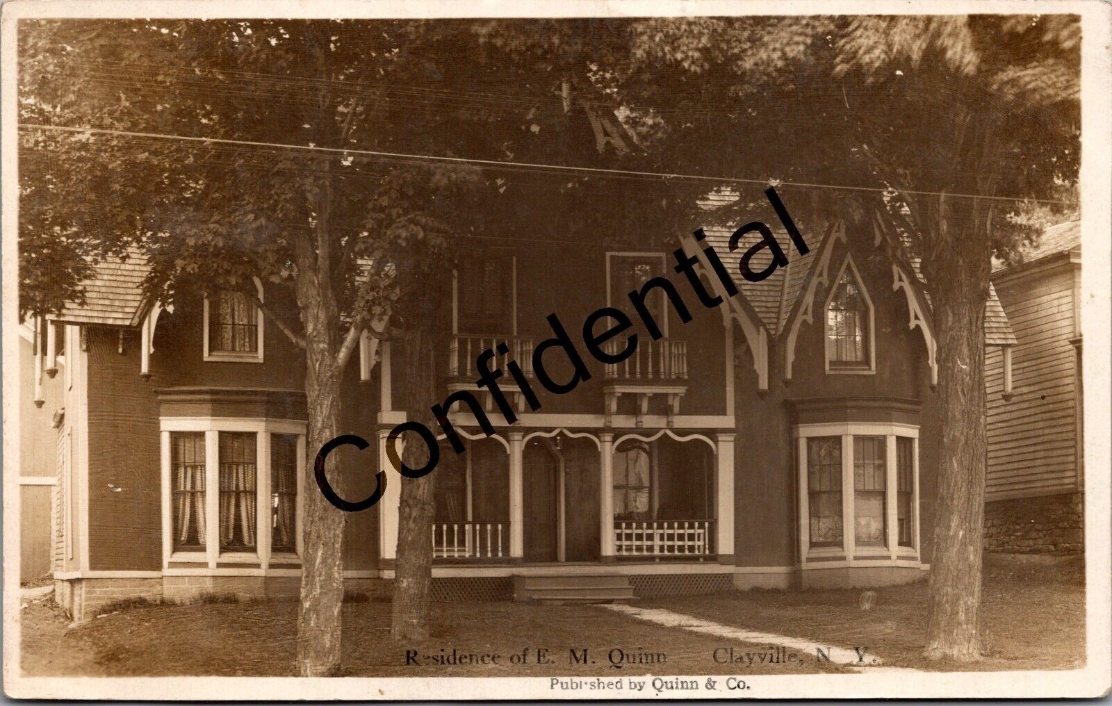 Real Photo Residence Of E.M. Quinn At Clayville New York NY RP RPPC K374