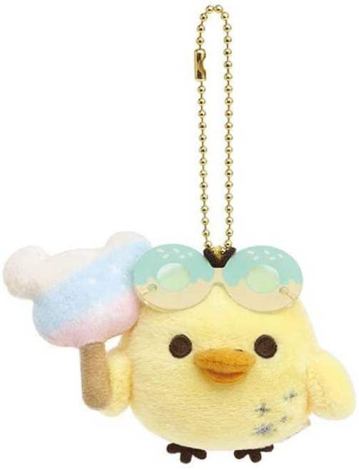 JAPAN San-X Rilakkuma Yellow Bird Kiiroitori Ice Cream Plush Key Bag Clip Ring