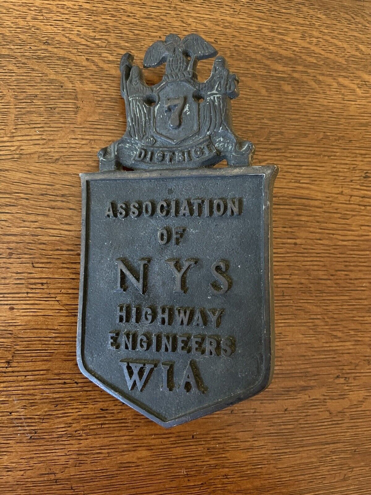 Antique Cast Bronze Plaque New York State Highway Engineers Dis 7  Road Sign WIA