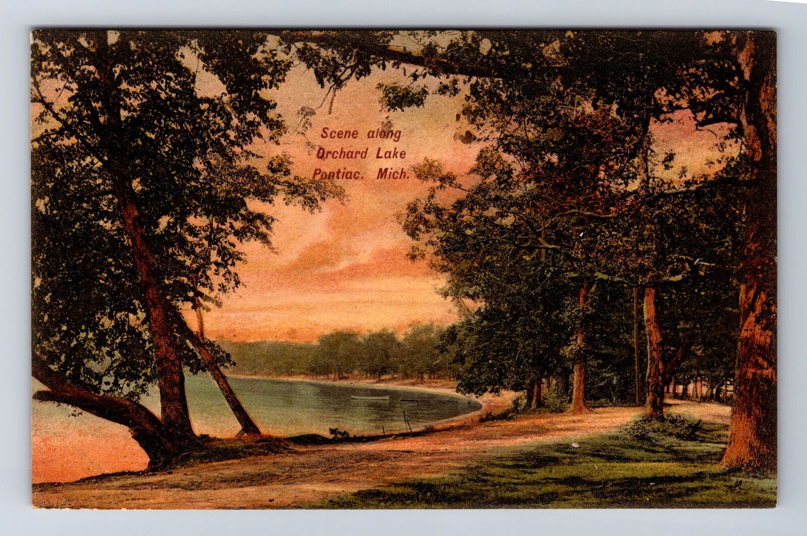 Pontiac MI-Michigan, Scenic Views along Orchard Lake, Vintage Postcard