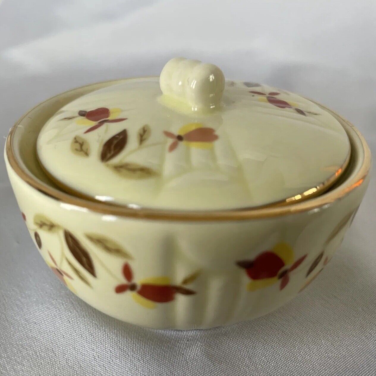 Grease Jar w/Lid ~ Collector Miniatures~Jewel Tea Autumn Leaf~China Specialties