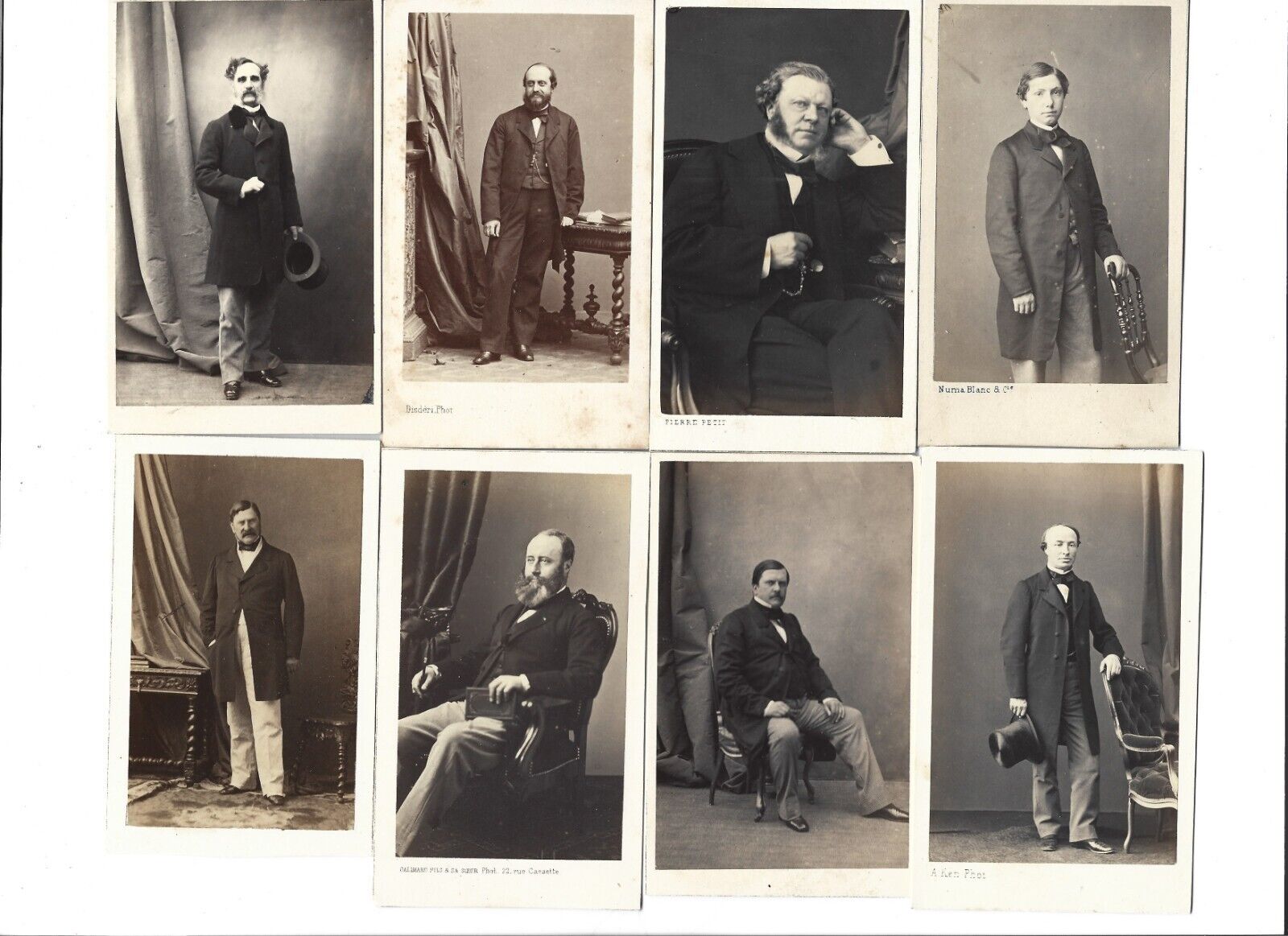 8 Vintage Old 1860s CDV Photos of Wealthy French Men Man Paris France DISDERI 