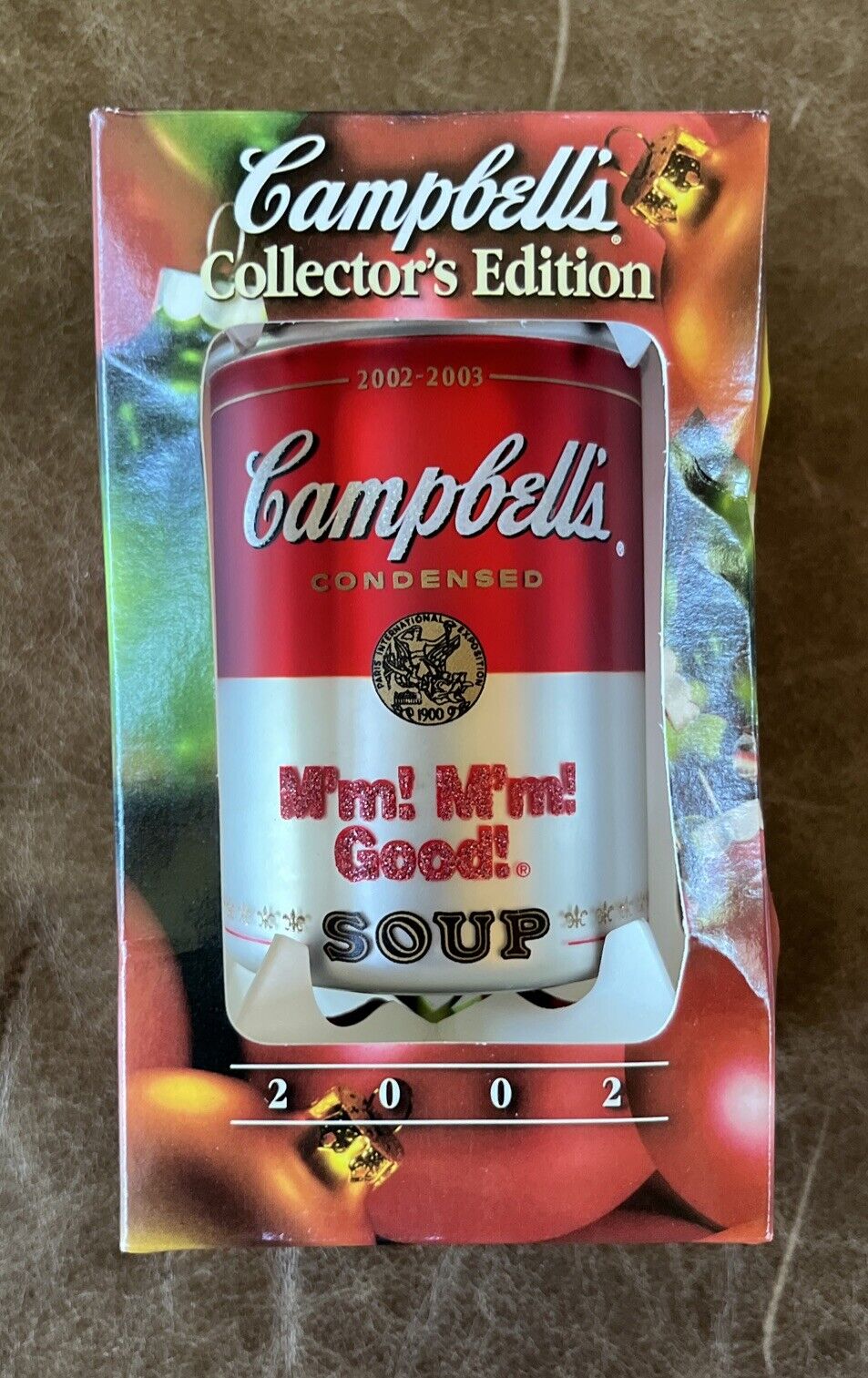 Vintage 2002 Campbell's Collection Edition Glass Soup Can Ornament New