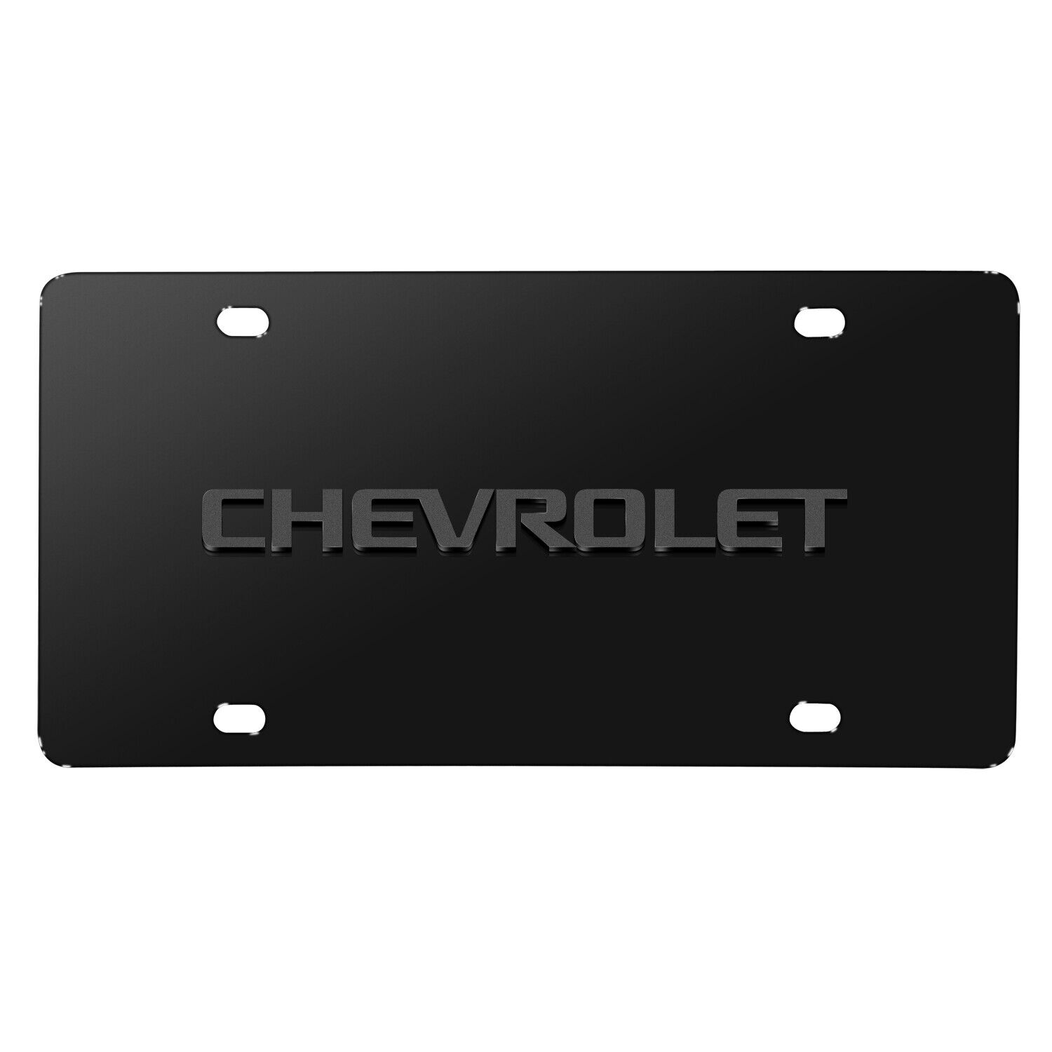 Chevrolet 3D Gray Logo on Black Stainless Steel License Plate