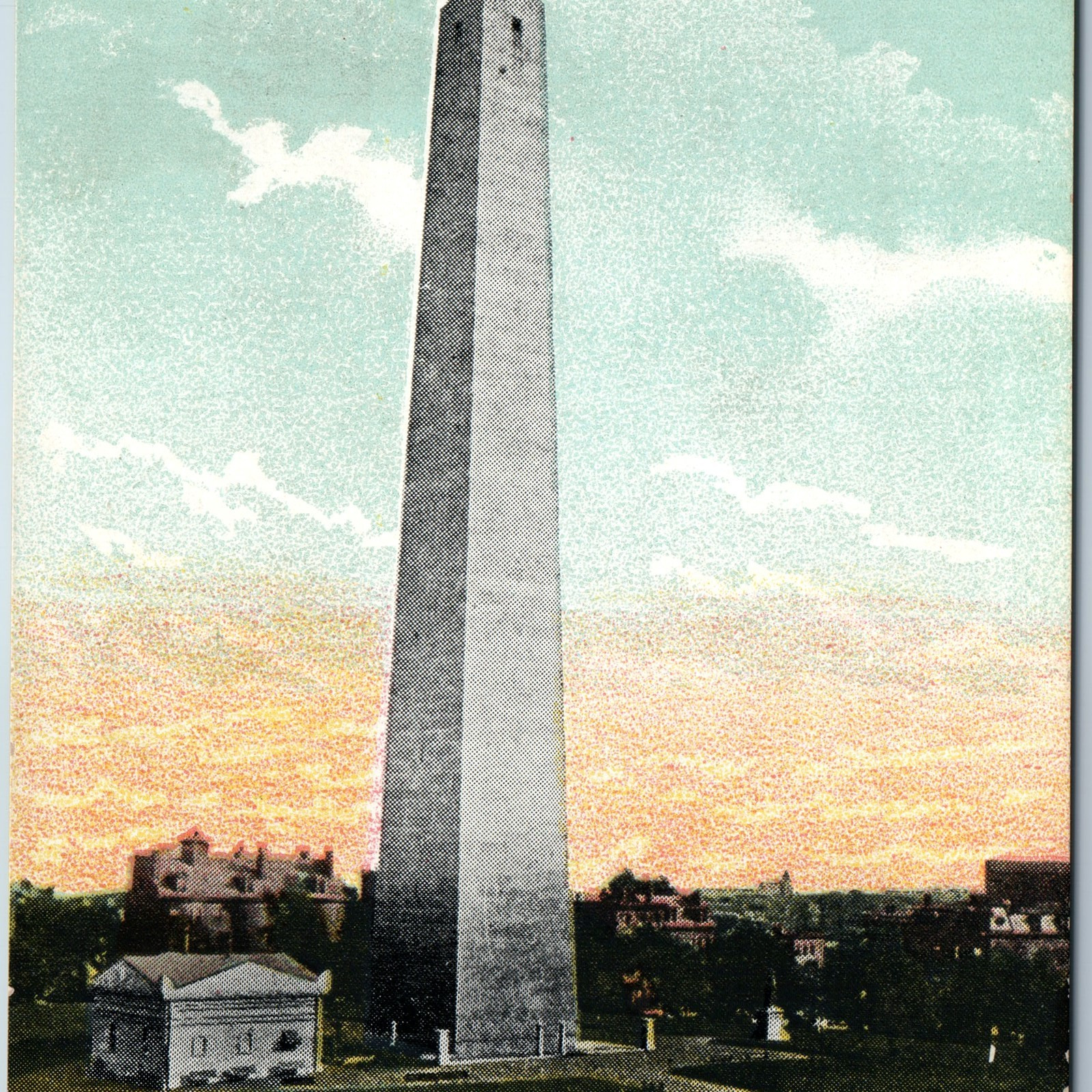 c1910s Boston, MA Bunker Hill Monument Nice Litho Art Postcard Obelisk Mass A200