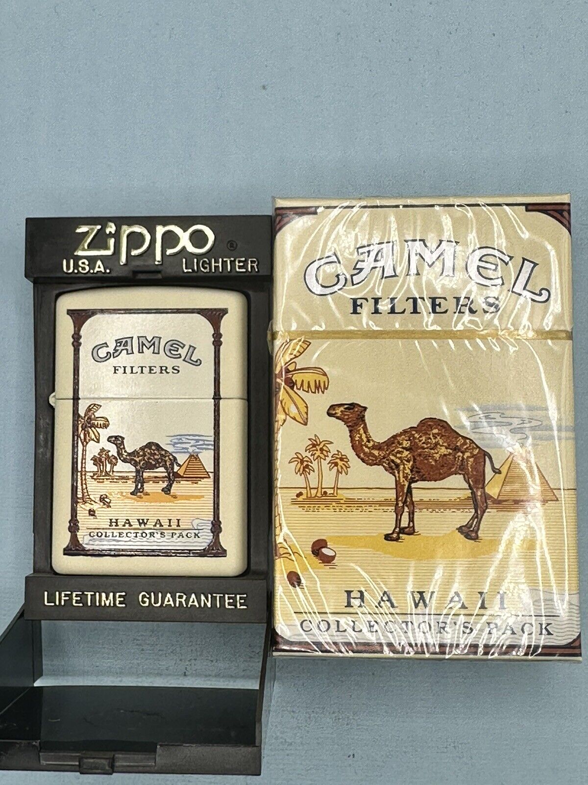 1998 Camel State Hawaii Cream Matte Zippo Lighter NEW & Collectible Pack Empty