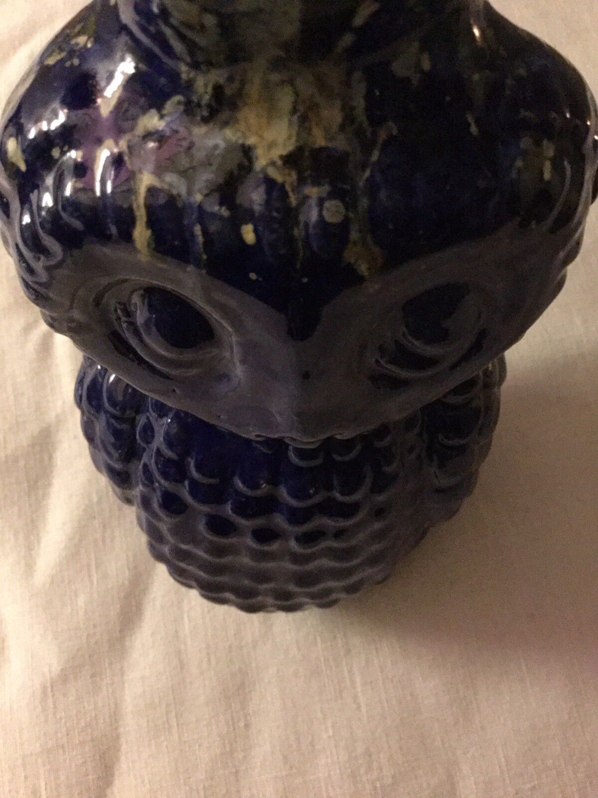 Ultra Rare Pottery  Blue Owl Hookah pipe Unused vintage Roach Clip Bong