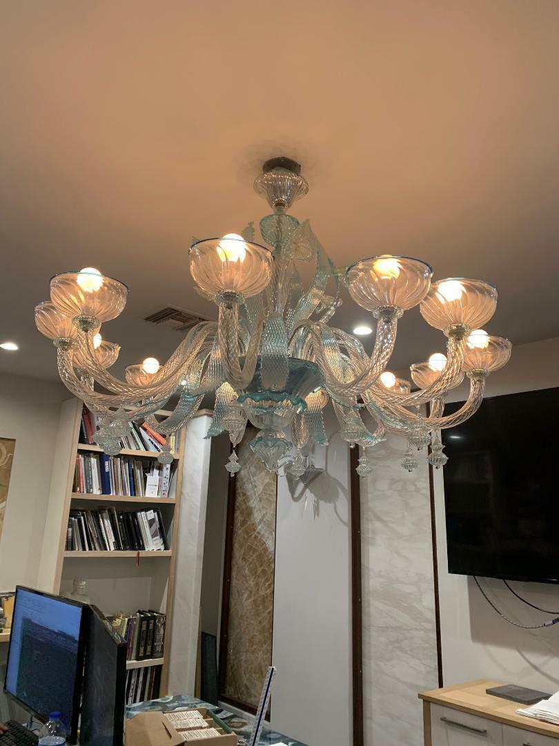 Italian design blown glass chandelier