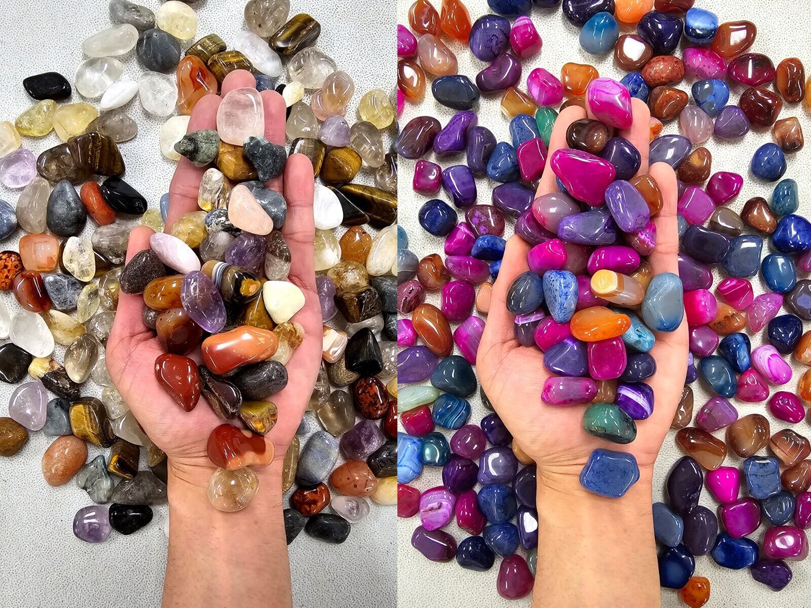 Natural & Dyed Colorful Tumbled Gemstones Mixed Crystals Stones Bulk Gems 