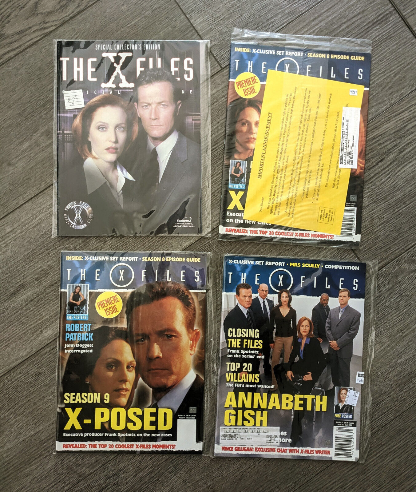 Lot of 4 The X-Files Magazines Official Fan Club