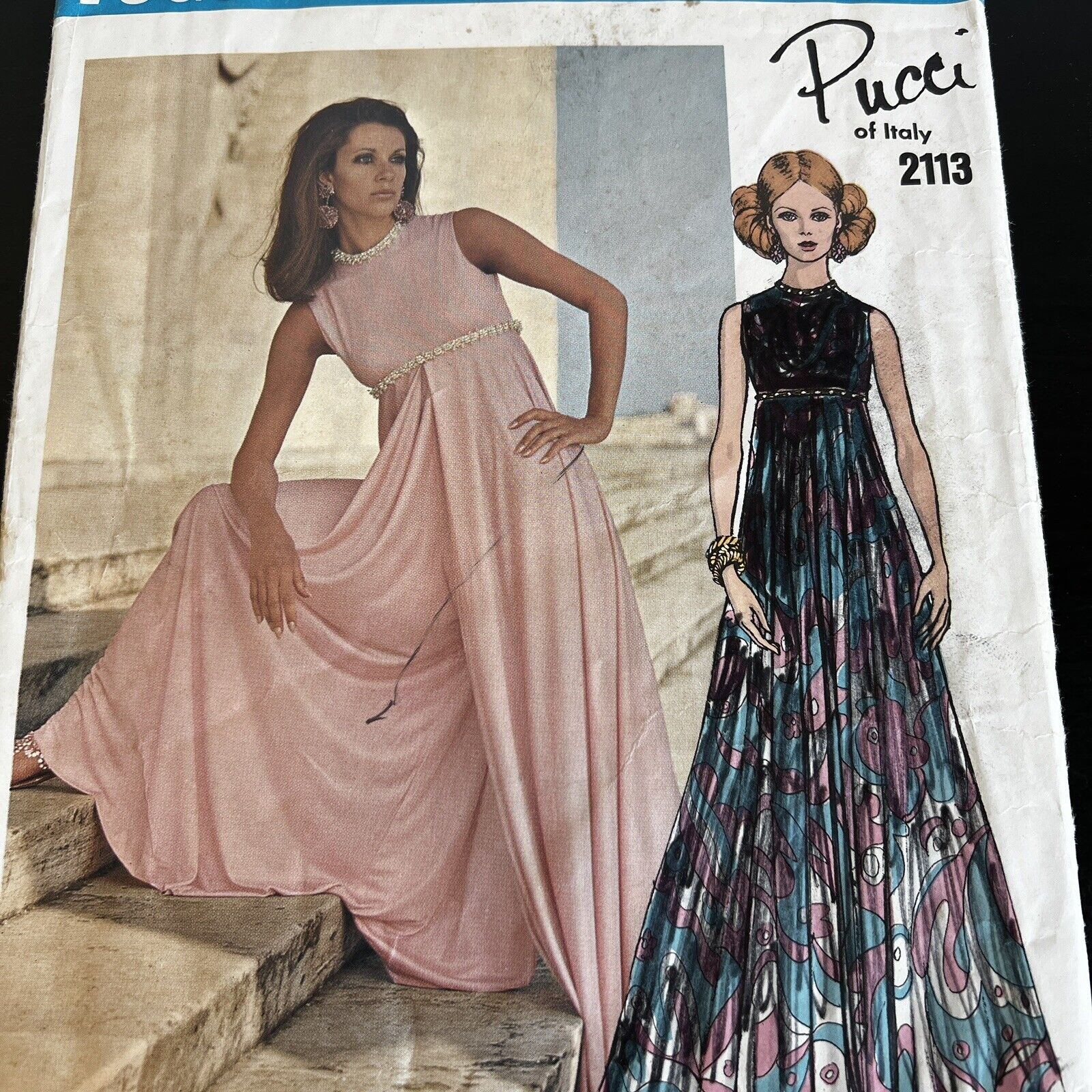 Vintage 1960s Vogue 2113 Pucci Pleated Wide Leg Jumpsuit Sewing Pattern 12 CUT