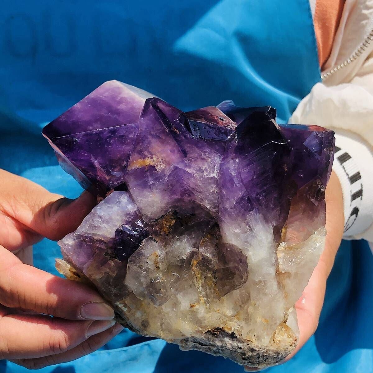 2.42LB Natural Amethyst Cluster Purple Quartz Crystal Rare Mineral Specimen 724