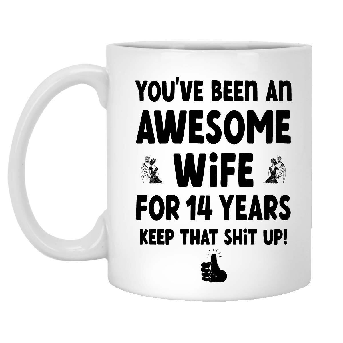 14th wedding anniversary gift for wife Coffee MUG 14 Years Gifts for Women MUG